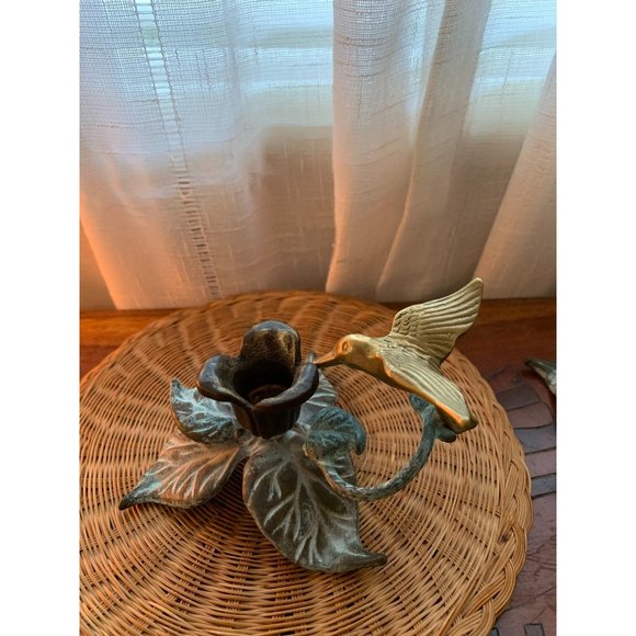 Brass Humming Bird Taper Candle holders Set Vintage Art Nouveau - Picture 7 of 13